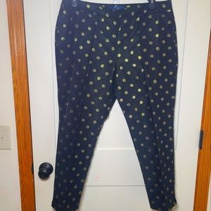 NWOT RSVP by Talbots Black pants with gold polka dots